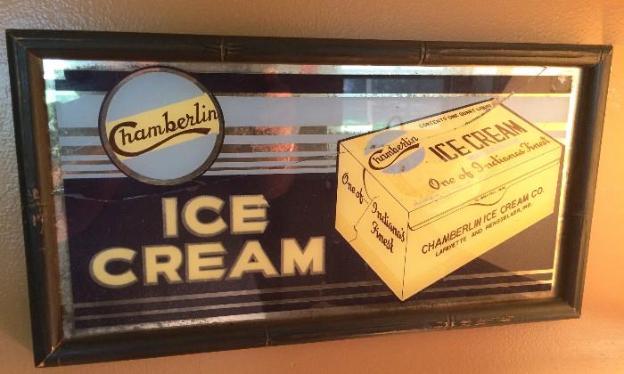Chamberlin Ice Cream Mirror Sign - Vintage
 