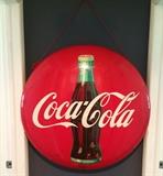1950s Coca-Cola Red Button Sign (NOT Reproduction)