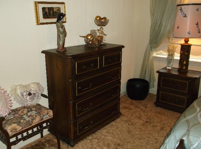 Matching chest of drawers and bed side table