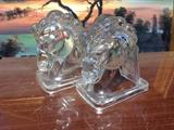 LOVELY GLASS HORSE HEAD BOOK ENDS
