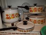 vintage enamel pans