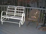 loveseat glider and vintage metal chair
