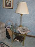 another glass table w/nice glass base lamp