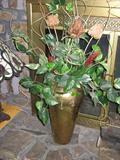 brass pot w/floral arrangement