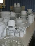 another nice set of dishes w/napkin ring holders and serving pieces