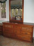 oak dresser w/mirror & nightstand