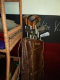 golf clubs w/persimmon heads & wood shaft putter