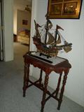 vintage table/w vintage ship