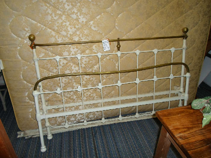 vintage brass & cast iron double bed, no mattresses