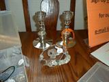 sterling & glass candlesticks