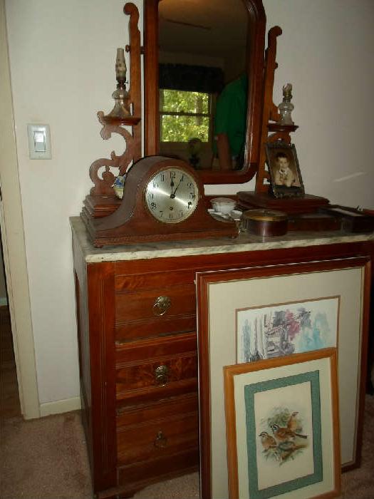 vintage walnut dresser w/marble top