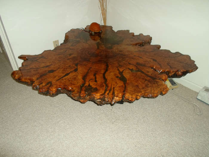 love this cypress topped coffee table. It is huge!!