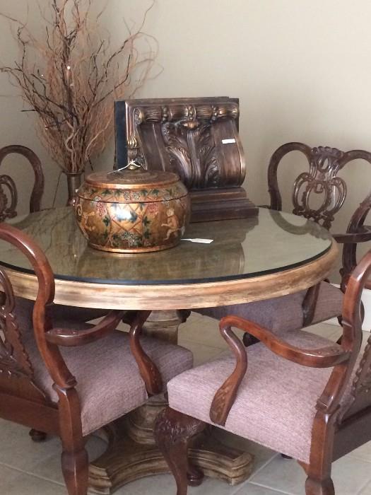 Formal game table & four armed chairs