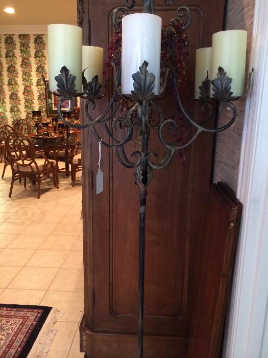 Iron, floor-standing candelabra
