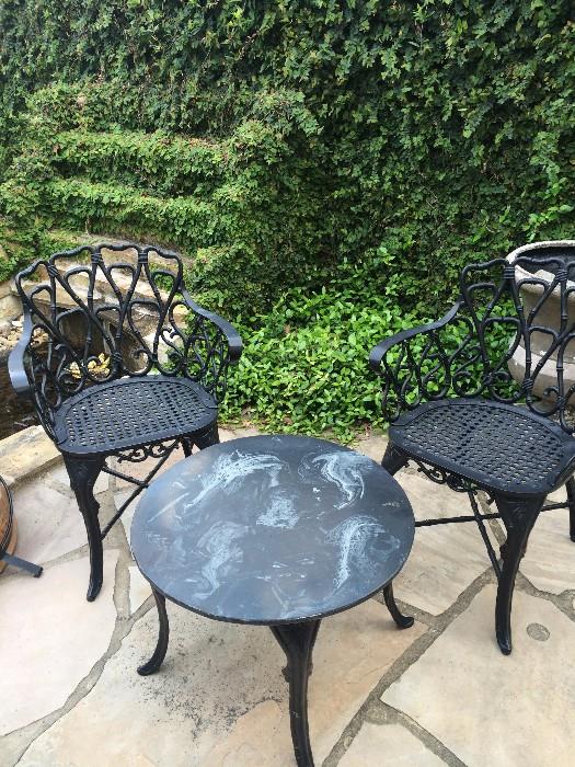 Three piece black patio set