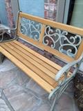              Wood & iron patio/porch bench