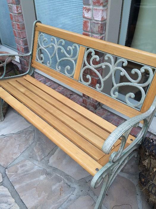 Wood & iron patio/porch bench