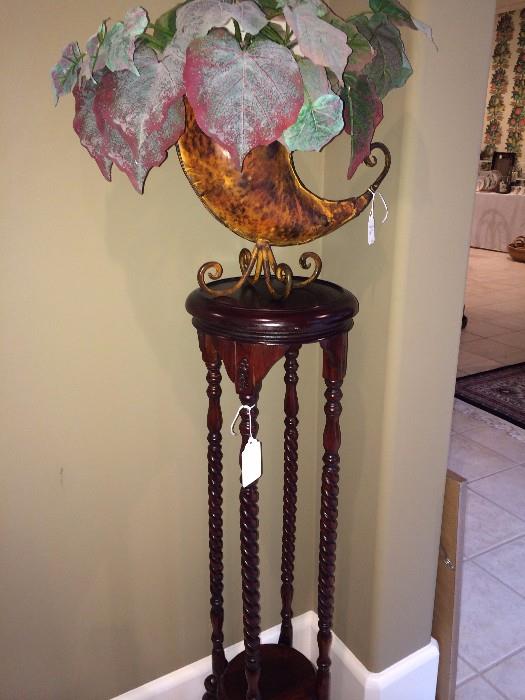Barley twist plant stand & artificial arrangement