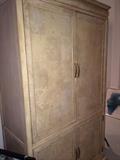    Extra large TV armoire has matching king bed & nightstands