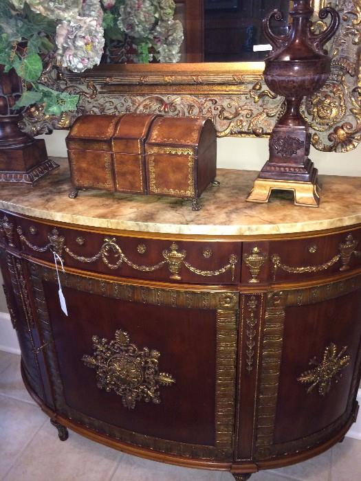 Exceptional & ornate demi-lune chest