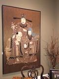                     Framed Asian tapestry
