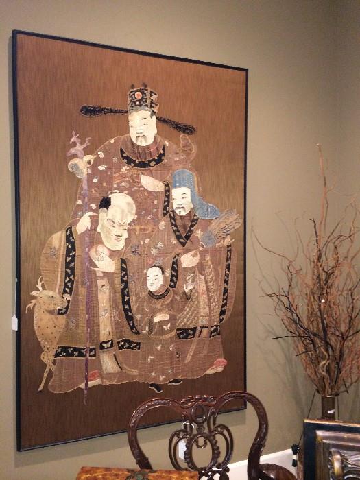 Framed Asian tapestry