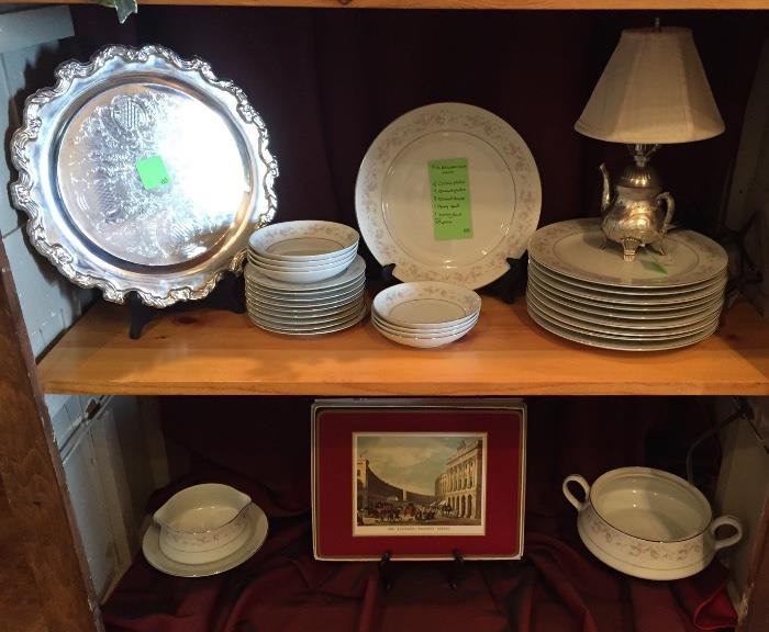 Noritake china, silverplate trays