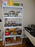 WOW what a shelf!! Cutting Boards, All Sizes, Shapes, Colors, Salad Spinners, Stainless, Cake Domes (plastic), Utensils..STUFF DID SELL ON SHELF..BUT THERE IS ITEMS STILL FOR SALE> 