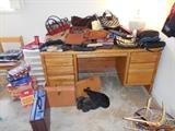 Nice Wood Desk..SOLD. Purses are in living room now.