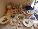 Hand Painted Rooster Plates, Bowls, Decorative 