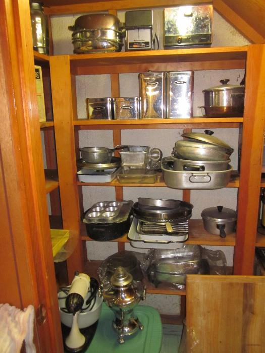 Pots, pans, canisters, toasters, vintage mixer