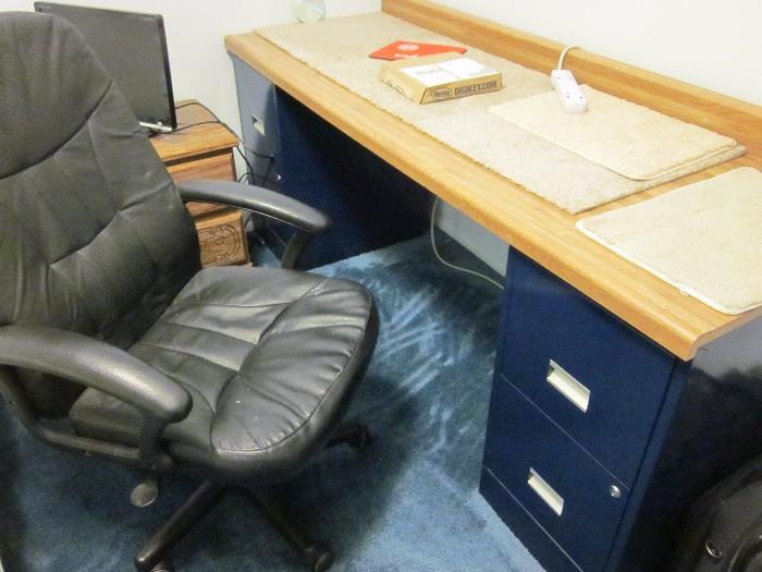 Countertop, office filing cabinets, office chair