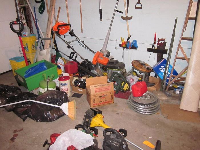 Tools, edgers, lawnmower, ladder, garden tools (no we are not selling the Bud Light!)