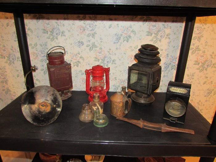 Old lanterns and ink bottles and more