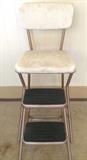 Vintage Cosco step stool with cream vinyl seating, no rips