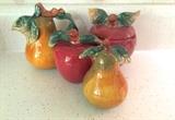 Darling vintage ceramic fruit sugar/creamer-salt-pepper set