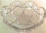Cut-crystal bowl with etched roses