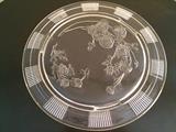 Cut-glass cake plate on feet with roses