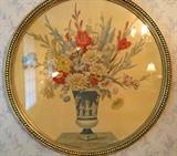 Antique art print in lovely round frame