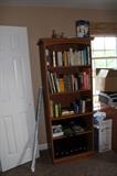 Wood shelf and books