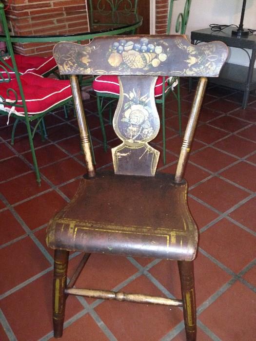 There are six of these antique painted beautiful chairs