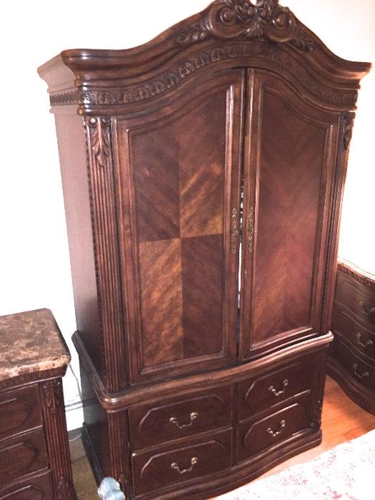 Full view of the Armoire, Have taken it apart for easier transport, Like new condition, inner shelf is still wrapped