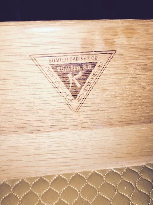 Sumpter Furniture Co. Sumpter SC Stamp on Dressers and Bureaus  Vintage l1950s