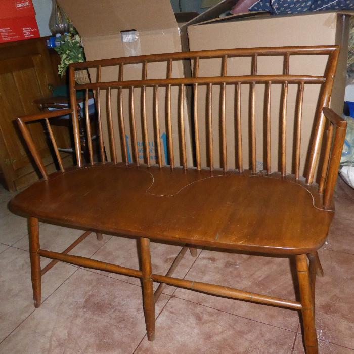 1950's solid Maple wood bench