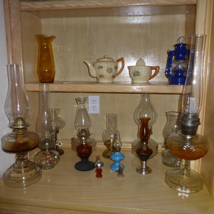 Various oil lamps with an authentic Aladdin lamp