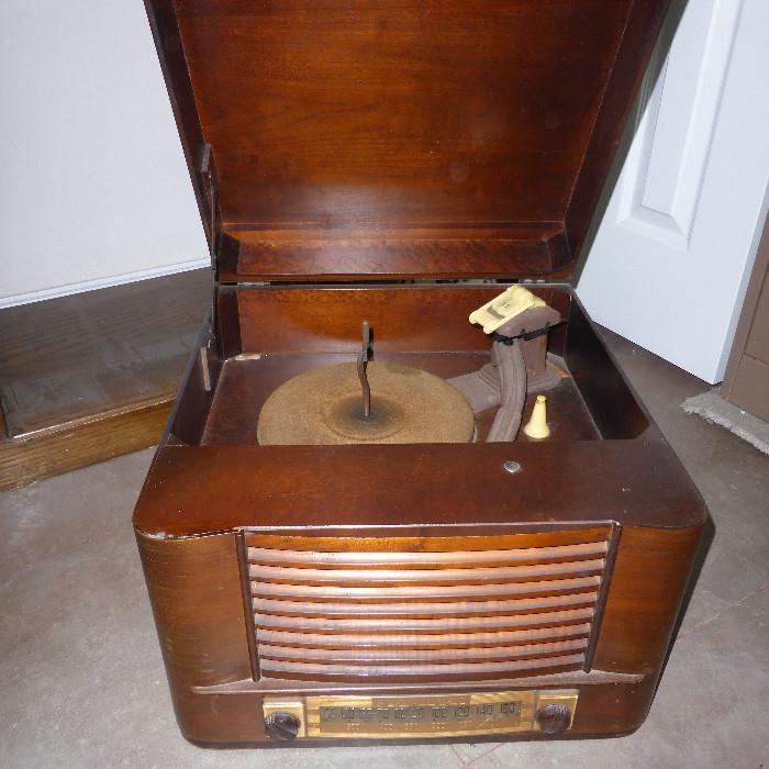 Radio and vinyl record player