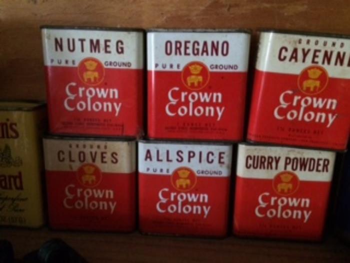 Vintage tins Crown colony spice tins
