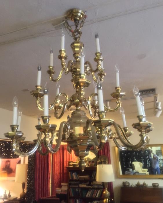 Huge brass chandelier