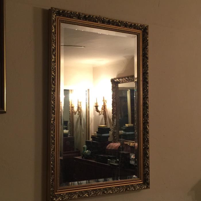 Fabulous gilt framed beveled glass mirror