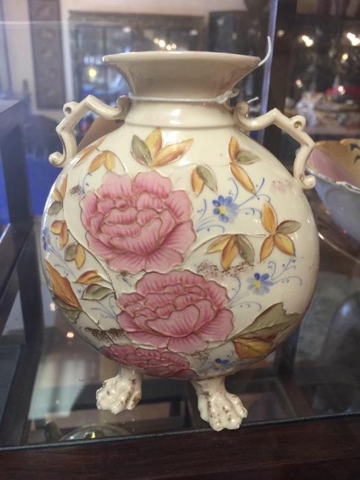 19th C Royal Rudolstadt European hand painted porcelain vase